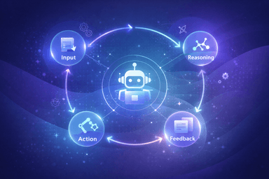 Illustration of AI agents connected to workflows